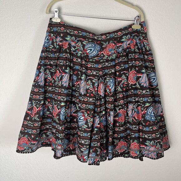 Oilily Multicolored Floral Pleated Full  Cotton Skirt Sz 40 One of a kind 218 - Picture 1 of 8